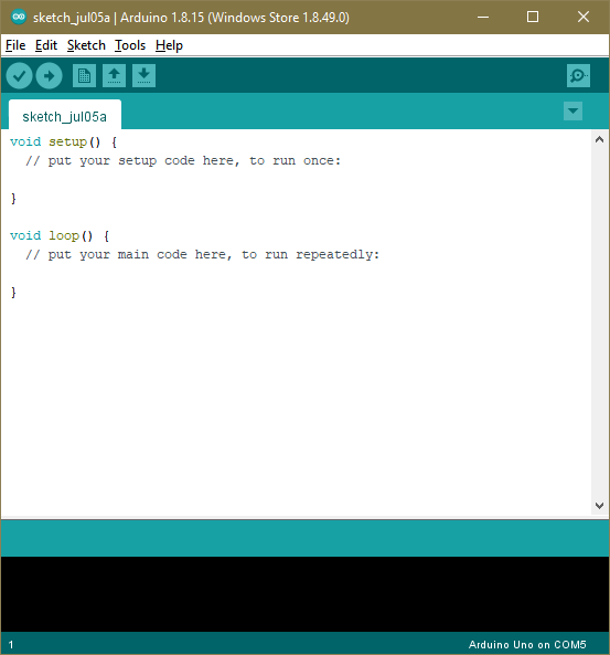 Nueva ventana de boceto para Arduino
